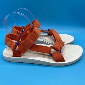 Size 8 Women Teva Original Universal Sandal Adjustable White Orange Sport Shoes